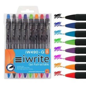 Pen Iwrite Gel Retractable Wallet 8 Assorted Colours