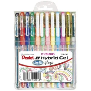 Pentel K118 Hybrid Gel Grip Wallet of 12