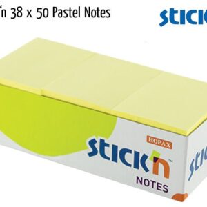 Stick 'N 38x50mm Yellow Pastel Notes Pack 12