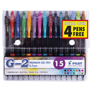 Pilot BL-G2 0.7mm Gel Pen - Wallet of 15