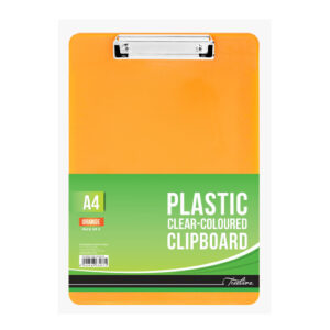 T/L A4 Plastic Clear Orange Clipboard