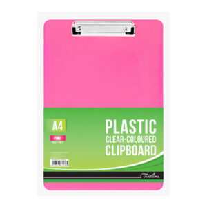T/L A4 Plastic Clear Pink Clipboard