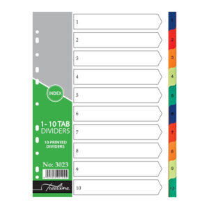 T/L Divider PVC Printed 1-10 Tab Rainbow