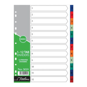 T/L Divider PVC Printed 1-12 Tab Rainbow