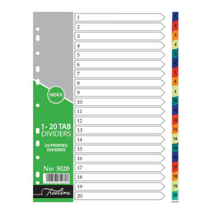 T/L Divider PVC Printed 1-20 Tab Rainbow