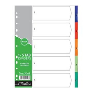 T/L Divider PVC Printed 1-5 Tab Rainbow