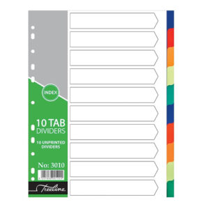 T/L Divider PVC Blank/Plain 10 Tab
