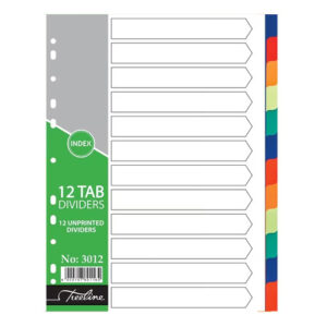 T/L Divider PVC Blank/Plain 12 Tab