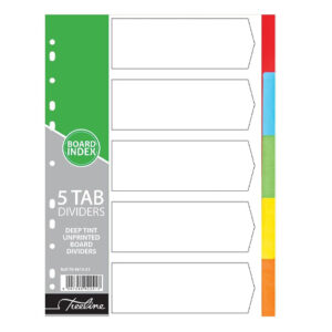 T/L Divider PVC Blank/Plain 5 Tab